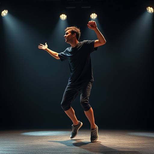 Een student toont indrukwekkende fysieke expressie in een solo-performance