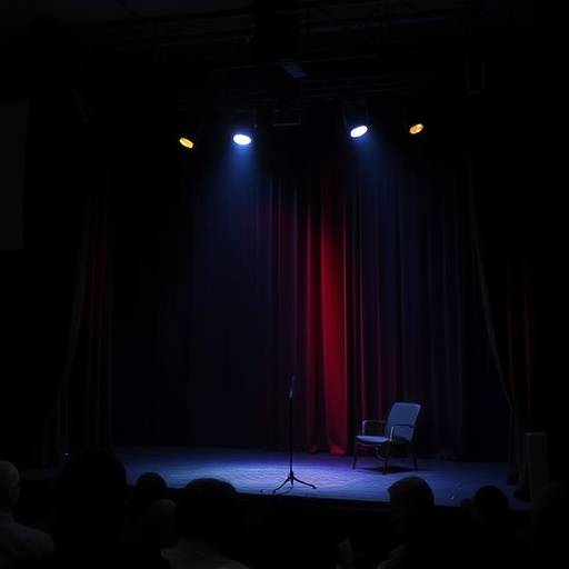 Het podium is sfeervol verlicht voor een speciale avond vol monologen en korte sc&egrave;nes